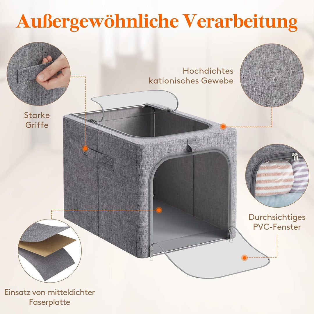 Lifewit 6 Stück Kleideraufbewahrungsbehälter mit Metallrahmen, Faltbare Aufbewahrungsbox mit Deckel,