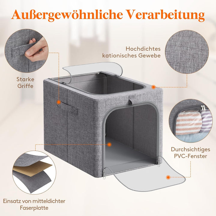 Lifewit 6 Stück Kleideraufbewahrungsbehälter mit Metallrahmen, Faltbare Aufbewahrungsbox mit Deckel,