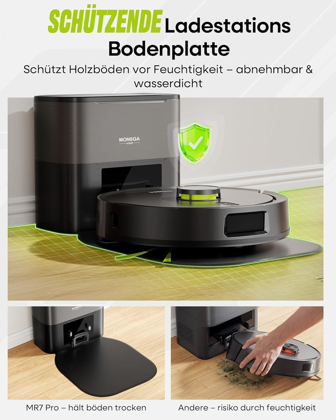 MONSGA Saugroboter mit Wischfunktion 8000PA, Staubsauger Roboter mit Absaugstation 4L, LiDAR Navigat