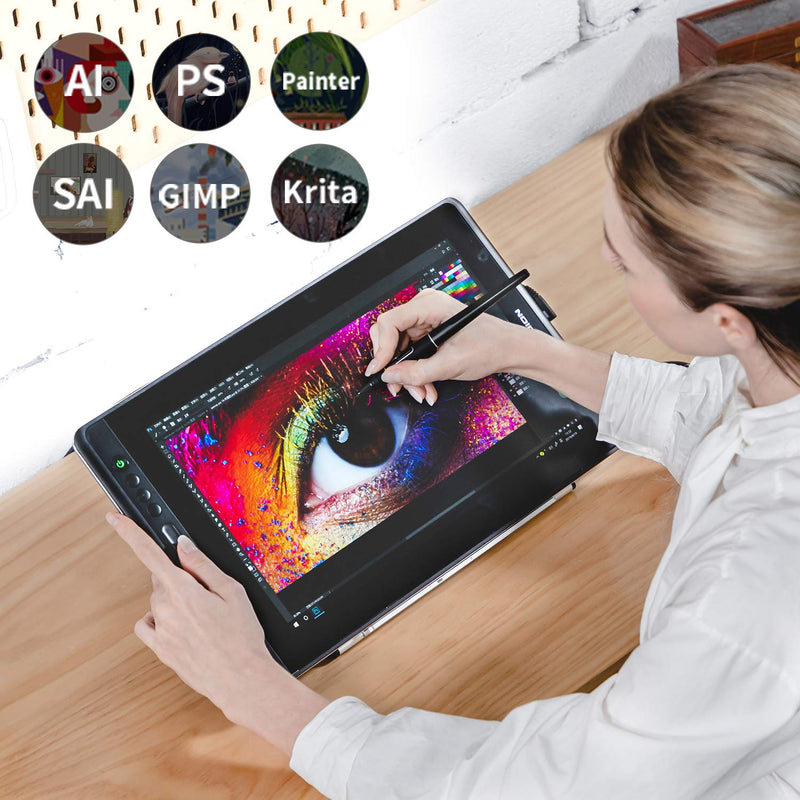 HUION Kamvas Pro 16 15,6-Zoll-IPS-Display Grafiktabletts mit voll laminiertem, blendfreiem Glasbilds