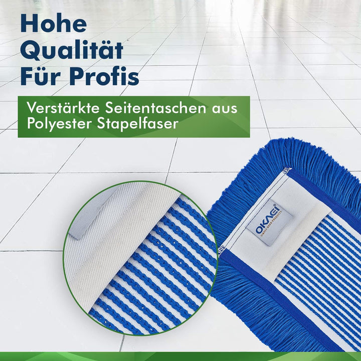 Okaei 10 Stück Wischmopp Bezug (40 cm) - Bodenwischer-Wischbezug zur Trocken- & Nassreinigung - Bode