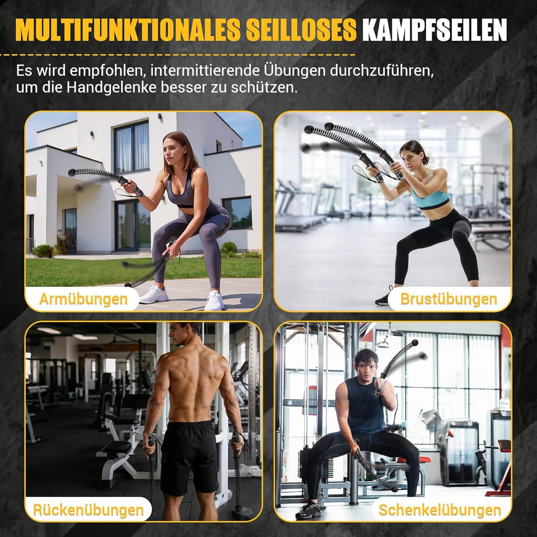 Ropeless Battle Ropes, Battle Rope Ohne Seil mit Tragetasche & Übungsanleitung, Gewichtete Trainings