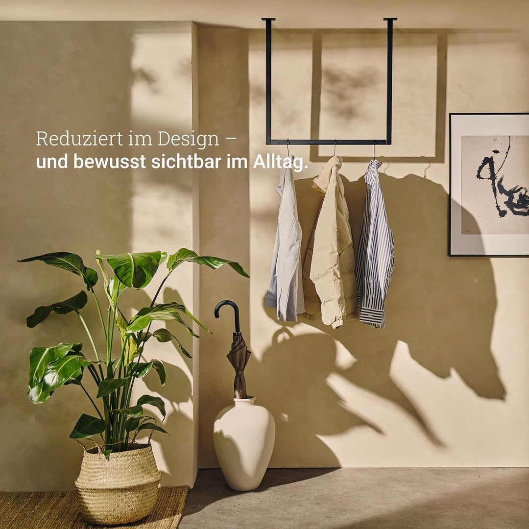 Natural Goods Berlin 1x Kleiderstange RECHTECK, Garderobenhalter U-Form, Wandmontage Bad Flur Küche,
