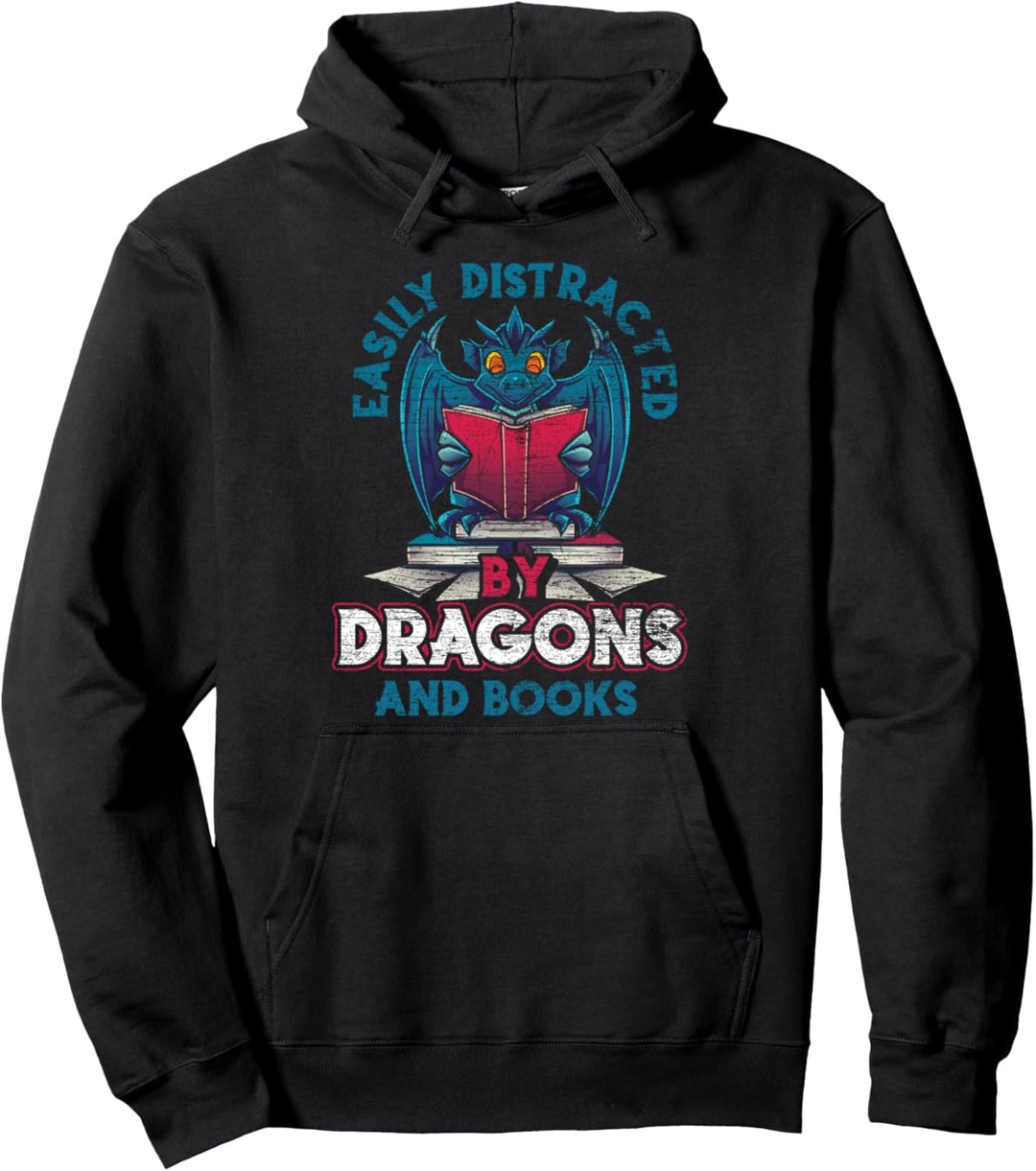 Leicht abgelenkt von Drachen und Büchern Drache Pullover Hoodie