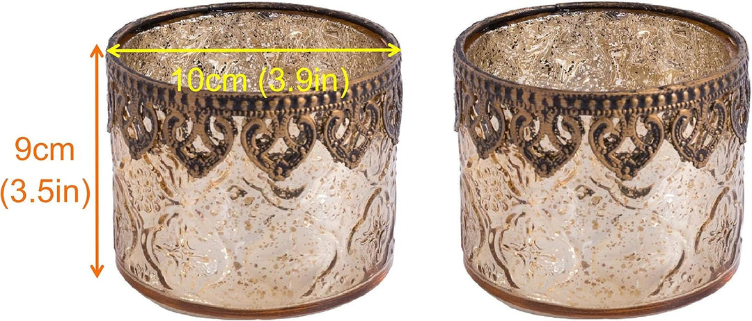 Jinfa 4er-Set orientalischer Teelichthalter aus Glas Windlichter Kerzengläser Teelichtgläser Geschen