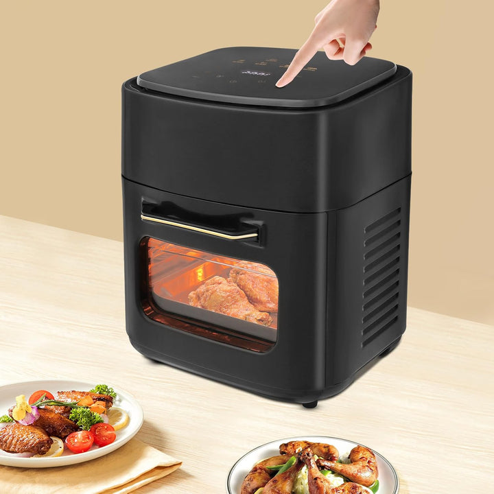 15L Minibackofen Heissluftfritteuse, Heissluft-Backofen 1400W mit 3 Zubehör, Heissluftfritteuse mit