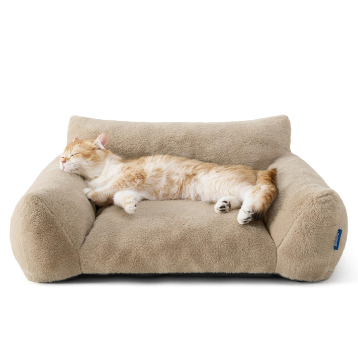 BEDSURE Katzenbett grosse Katzensofa Katzencouch, 61x46x25cm, Kamel | waschbar, für grosse Katzen, a