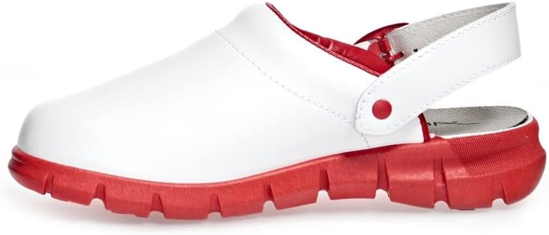Abeba Berufsschuh-Clog Herren 7313 tools, Weiss Blau mit Aufdruck, 36 EU, 36 EU
