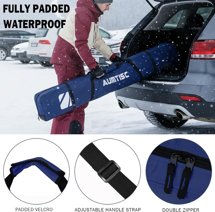 AUMTISC Skitasche Skisack Gepolstert Snowboardtasche Zum Transport Von Skiausrüstungstasche Mit vers
