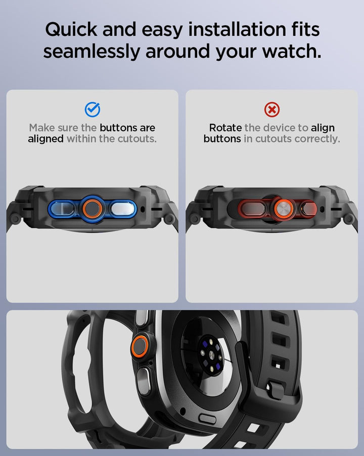 Spigen Rugged Armor Pro Hülle mit Band für Samsung Galaxy Watch Ultra 2 | TPU-Unibody-Hülle mit Armb