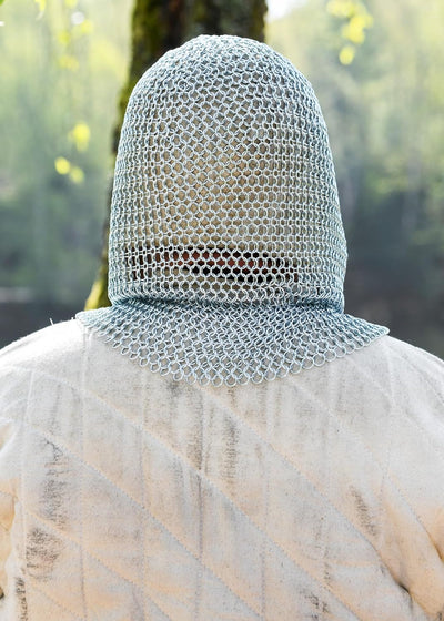 Battle-Merchant Kettenhaube, V-Auschnitt, ID9mm, Mittelalter LARP Wikinger Fasching Kettenhemd Kette