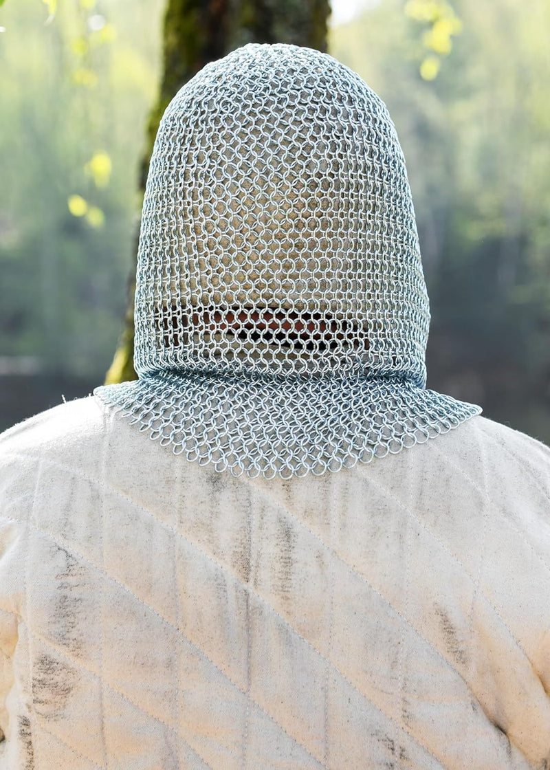 Battle-Merchant Kettenhaube, V-Auschnitt, ID9mm, Mittelalter LARP Wikinger Fasching Kettenhemd Kette