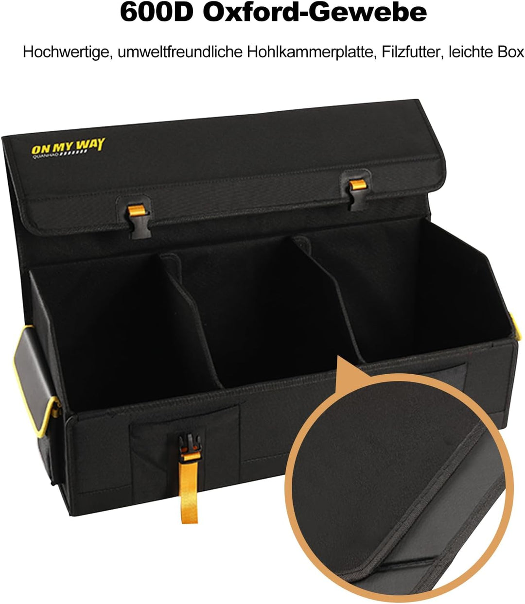Ergocar Faltbar Kofferraum Organizer, 600D Oxford-Stoff Wasserdicht Rutschfest Kofferraumtasche, Aut