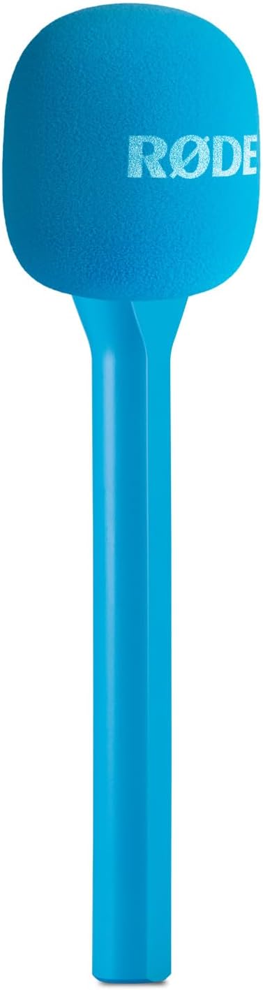 Rode Interview GO Handadapter für Wireless Sendemodule Blau mit keepdrum Fell-Windschutz, Blau