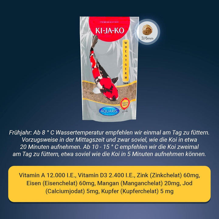 KI-JA-KO Wheatgerm Premiumfutter für Kois 3 kg / 6 mm - Zum Füttern von Koi im Frühling und Herbst,