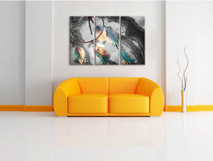 Pixxprint Traumfänger als Leinwandbild/Grösse: 3 Teilig (120x80) cm/Wandbild/Kunstdruck/fertig bespa