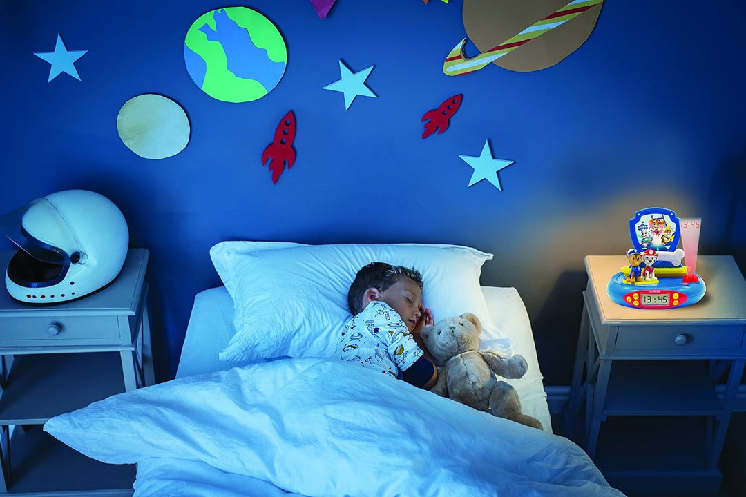 Lexibook, Paw Patrol, Projektorwecker für Kinder, Nachtlicht und Zeitprojektion an die Decke, Sounde