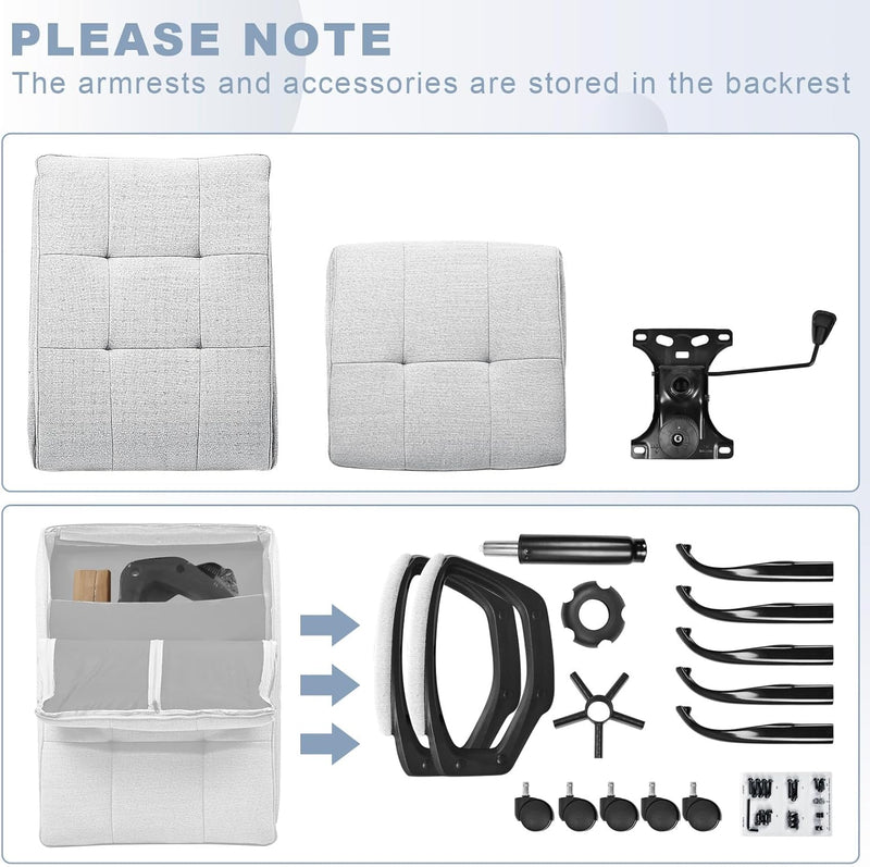 BASETBL Bürostuhl Schreibtischstuhl Ergonomisch, Stoff Chefsessel mit gepolsterter Armlehne und weic