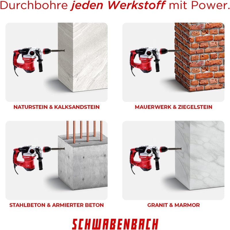 SCHWABENBACH ® SDS Max Bohrer 18mm x 480 x 600 - Betonbohrer - Präzises & schnelles Bohren in Beton