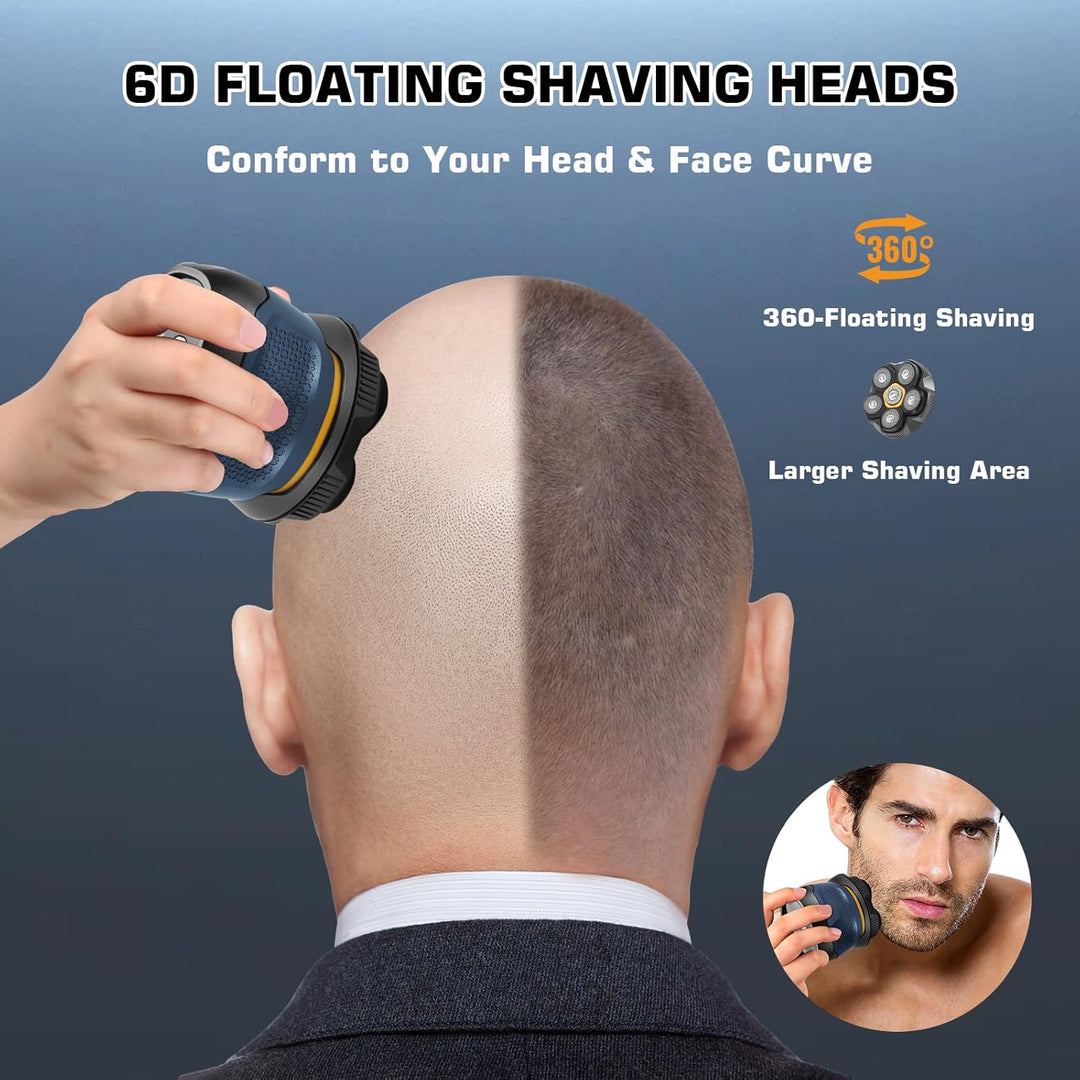 Glatzen Rasierer Herren, 6D Kopfrasierer für Glatze, Skull Shaver - Magnetische Schwebender Kopf, Le