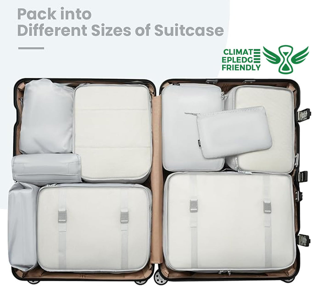 BAGAIL 10er-Set Packwürfel in verschiedenen Grössen Packorganizer für Reisezubehör Handgepäck Koffer