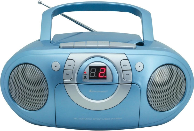 Soundmaster SCD5100BL Radio Kassettenspieler mit CD Spieler in blau, blau