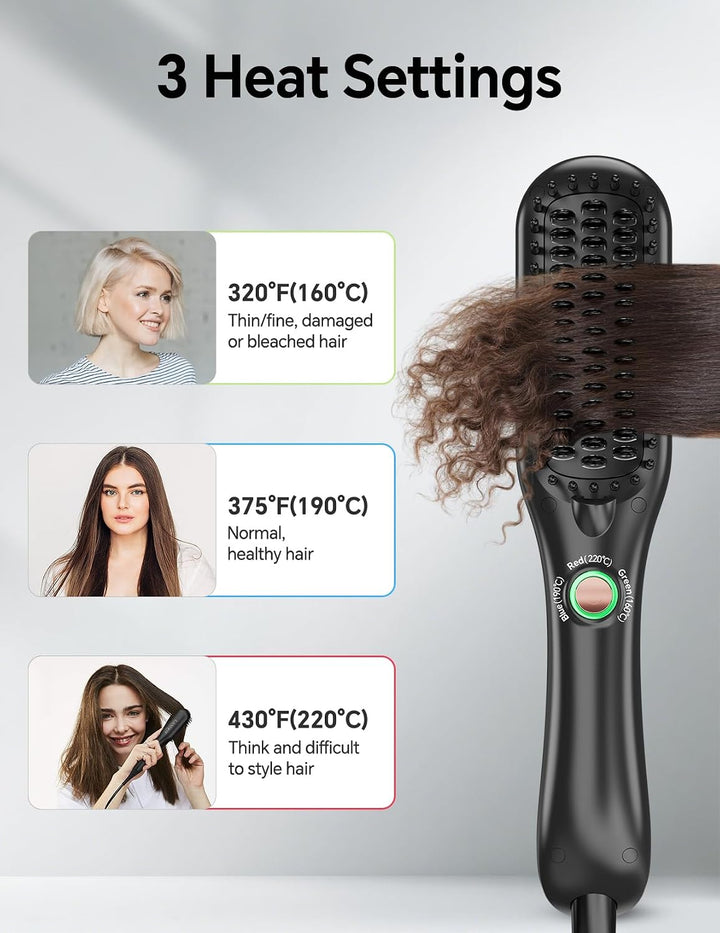 LANDOT Mini Glättbürste Haarglätter Bürste: Kleines Glätteisen & Haarbürste für Kurze Mittleres Haar