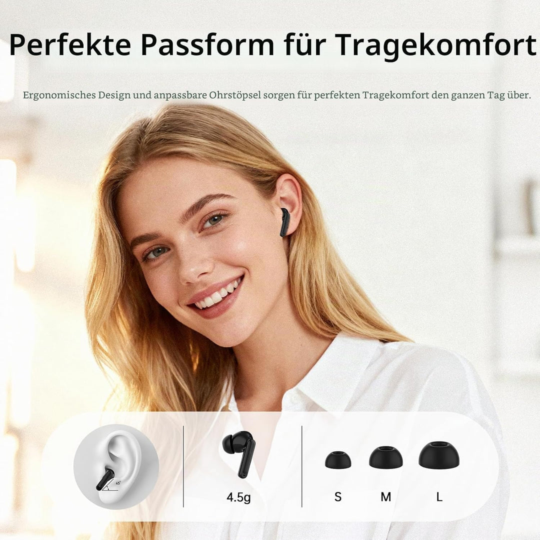 Adaptive Hybride Aktive Geräuschunterdrückung Kopfhörer Kabellos Bluetooth, Bluetooth 5.4 Kopfhörer