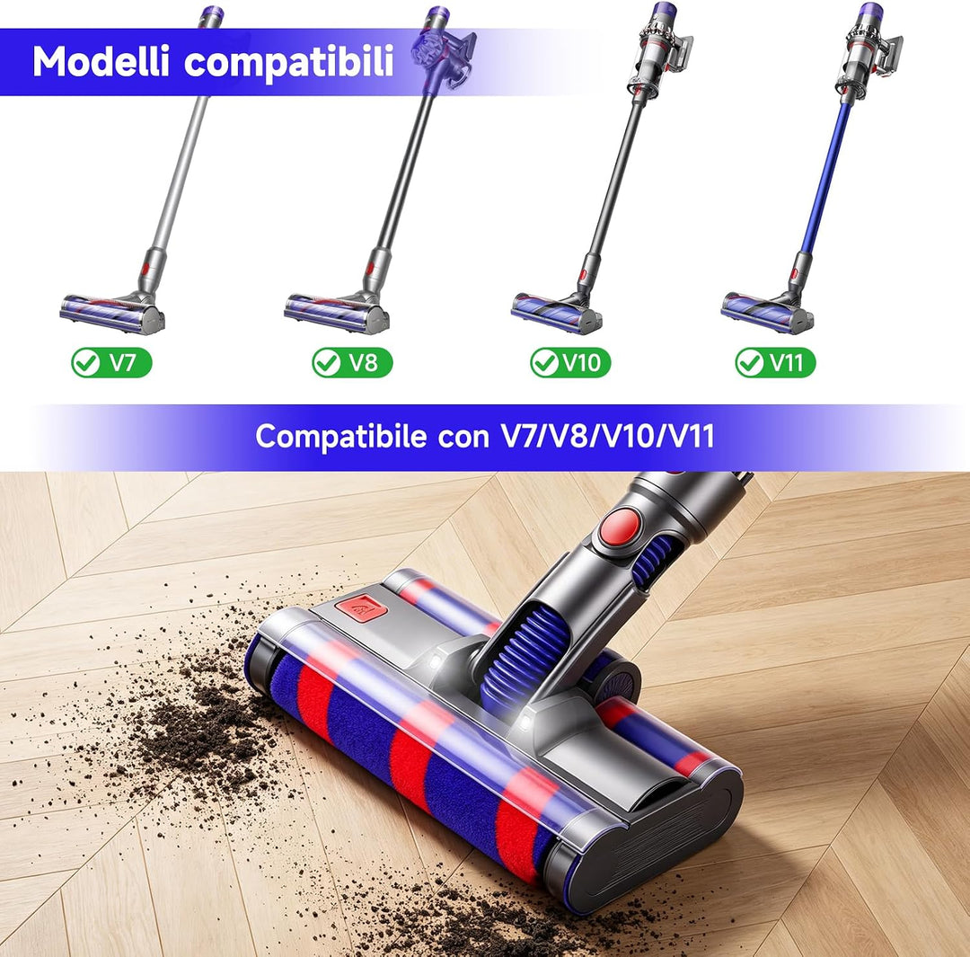 Rollenkopf kompatibel mit Dyson V7 V8 V10 V11 mit LED-Licht Blau, Blau