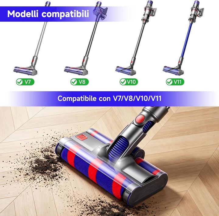 Rollenkopf kompatibel mit Dyson V7 V8 V10 V11 mit LED-Licht Blau, Blau