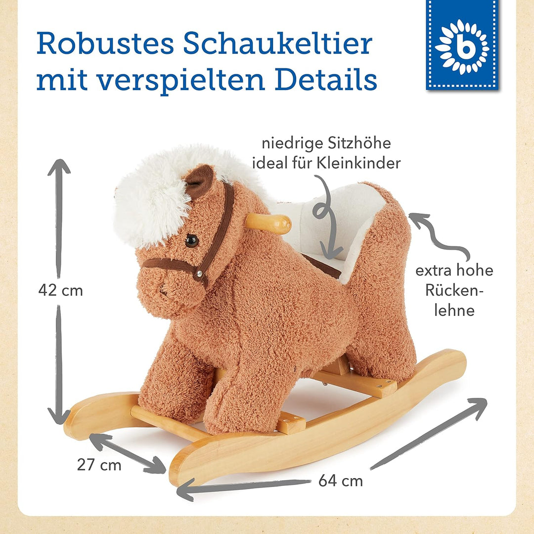 Bieco Plüsch Schaukeltier Pferd 60 cm | Kinder Schaukelstuhl mit Sicherheitsgurt | Baby Schaukel | S