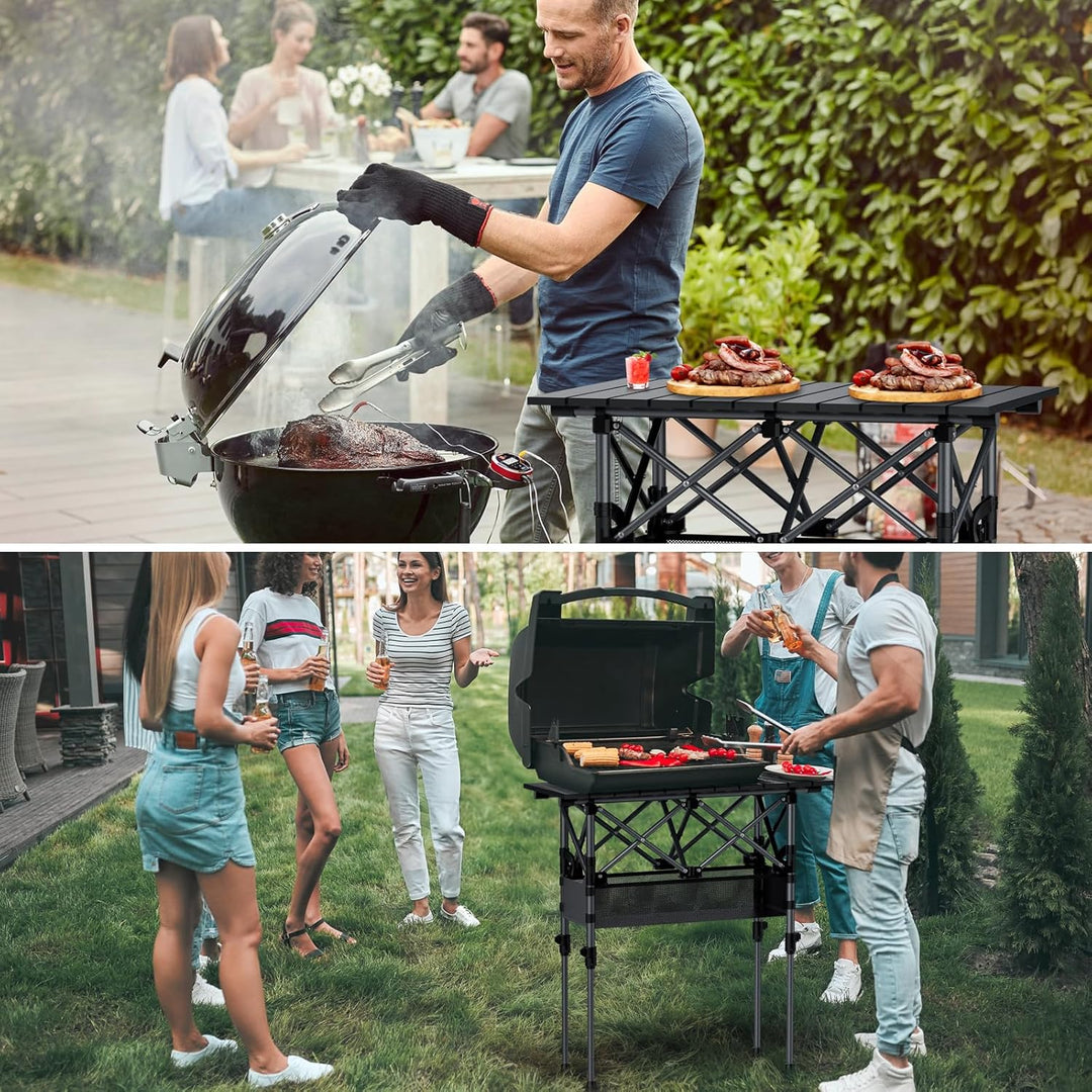 GARLLEN Campingtisch klappbar, 64x40cm & 2 Höhenverstellbar(44/70cm), Aufrollbare Tischplatte, abneh