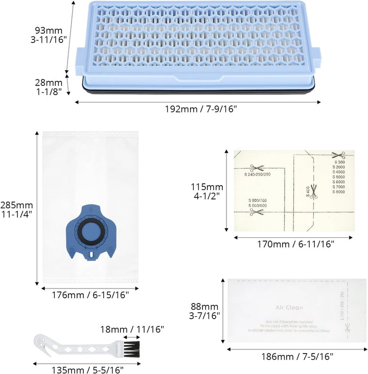 QWORK® Zubehörset Filter Kompatibel mit Miele Staubsauger Serien: Complete C2/C3, S400/600/800/2000/