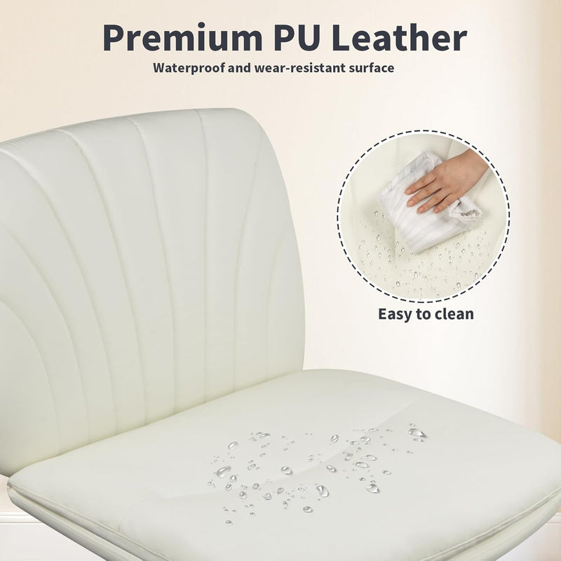 Naspaluro Bürostuhl Ohne Armlehnen, Schreibtischstuhl mit PU Leather, Lesesessel mit Breiterem Polst
