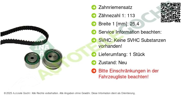 INA 530 0330 10 Zahnriemensatz