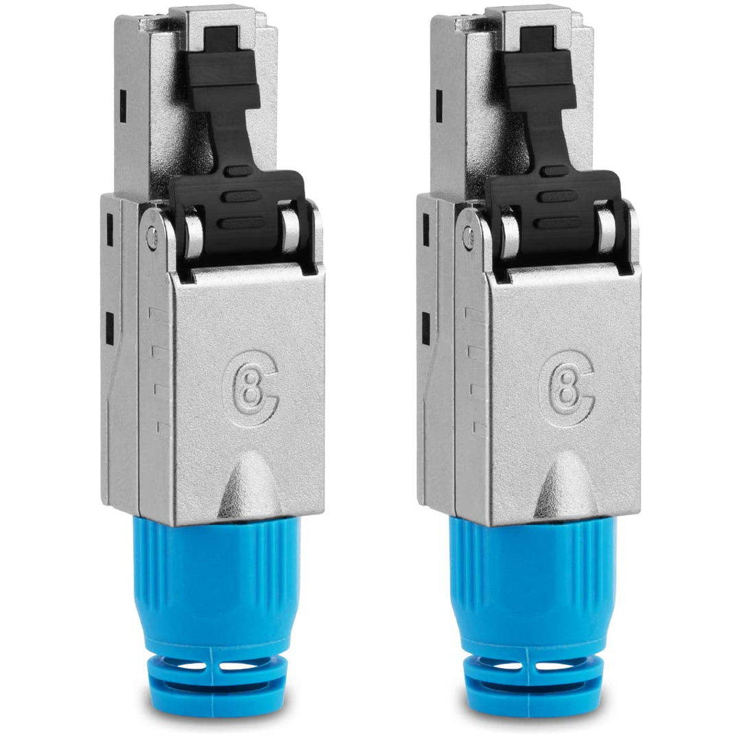 UC-Express Netzwerkstecker CAT 8 RJ45-2X RJ45 Stecker Steckverbinder - werkzeuglos - geschirmt - mit