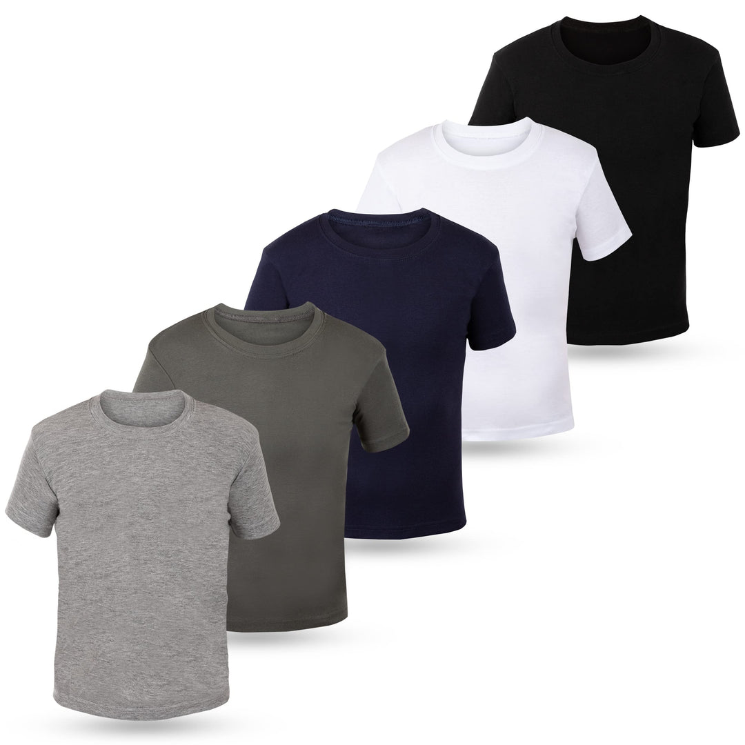 LOREZA ® 5er Pack Kinder Jungen Mädchen Unterhemd Kurzarm T-Shirt 100% Baumwolle Feinripp Unisex 104