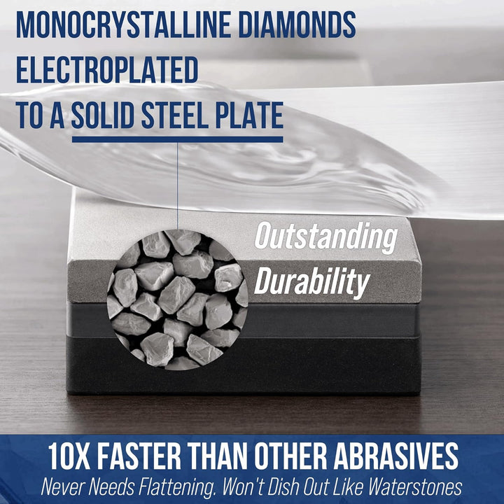 Ultra Sharp Diamond Sharpening Stone Set - 8 x 3 Coarse/Medium/Extra Fine 3tb Burgundy, 3tb Burgundy