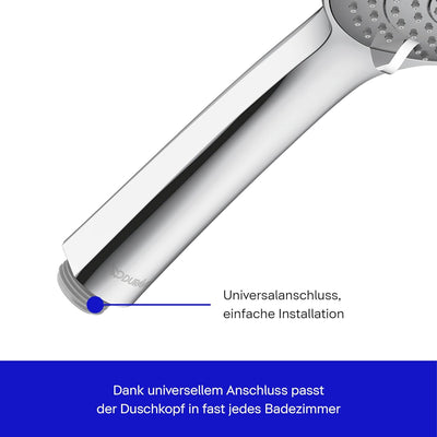 Duravit Universal Duschkopf, Duschbrause mit 3 Strahlarten (Rain, Intense Rain, Soft Rain), Handbrau