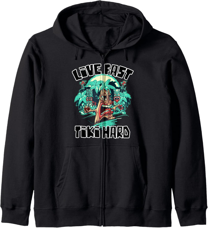 Live Fast Tiki Hard Lustige hawaiianische Luau Tropen Urlaub Kapuzenjacke