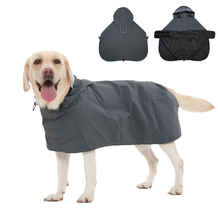 Regenmantel Hund L, Wasserdicht Hunderegenmantel mit Kapuze, Reflektierende Elemente, Verstellbar, H