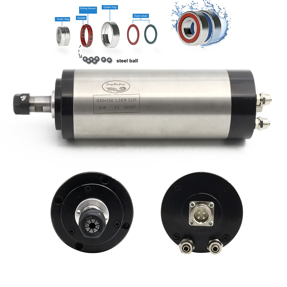 RATTMMOTOR EU Stock 1,5 KW Spindelmotor,CNC Spindelmotor wassergekühlter ER16 24000U/min+1,5kW VFD I