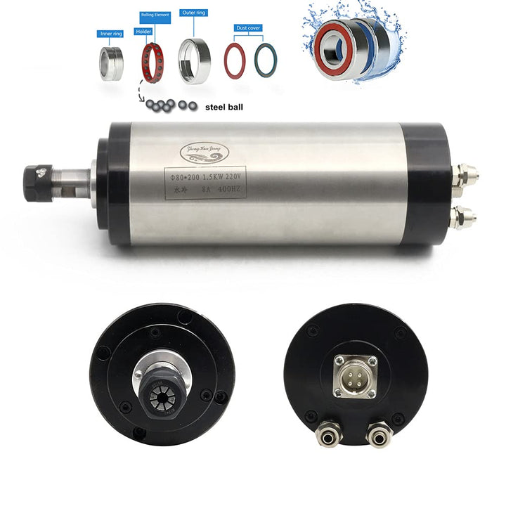 RATTMMOTOR EU Stock 1,5 KW Spindelmotor,CNC Spindelmotor wassergekühlter ER16 24000U/min+1,5kW VFD I