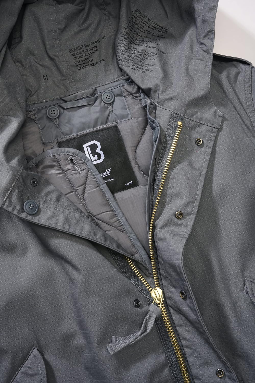 Brandit M51 US Parka, 3XL Deluxe Ripstop Charcoal