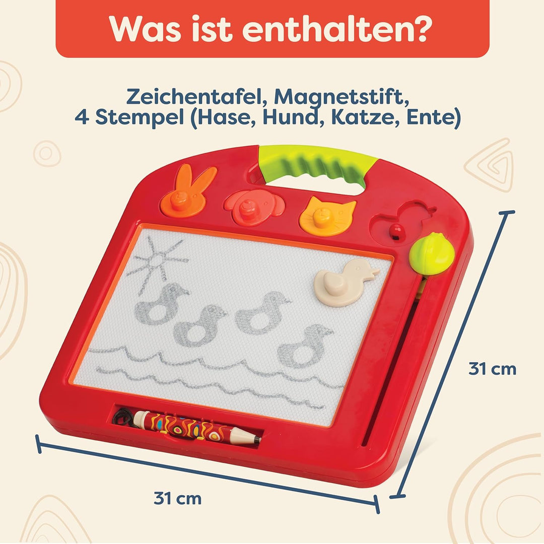 B. toys - Toulouse-LapTrec - Magnetische Zeichentafel - 4 Tierstempel - Tragbarer Skizzenzeichner -