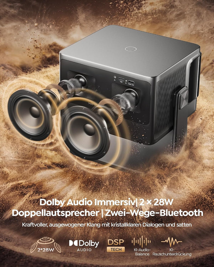 Beamer 4K mit VIDAA OS [2500 ANSI |56W Dolby Audio] FHD 1080P Outdoor Beamer Vollautomatische Einric