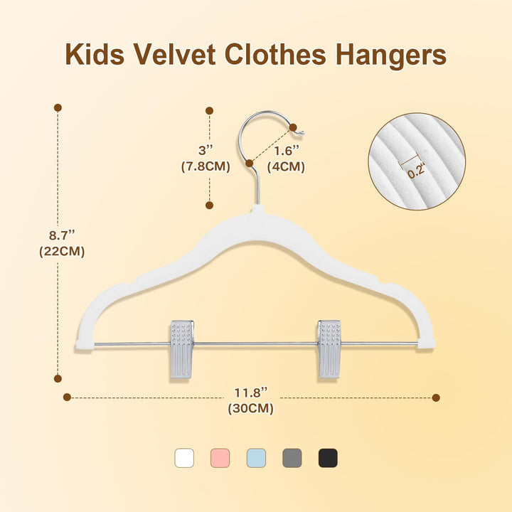 Baby-Kleiderbügel mit Clips, 14 Stück KinderKleiderbügel aus Samt, Strapazierfähige Kleiderbügel, ru