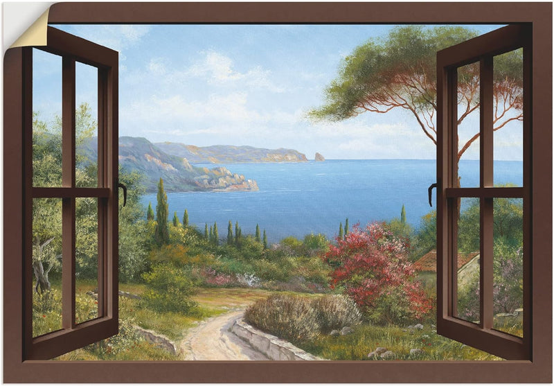 ARTland Wandbild selbstklebend Vinylfolie100 x 70 cm Landschaften Fensterblick Haus am Meer I T4EE H