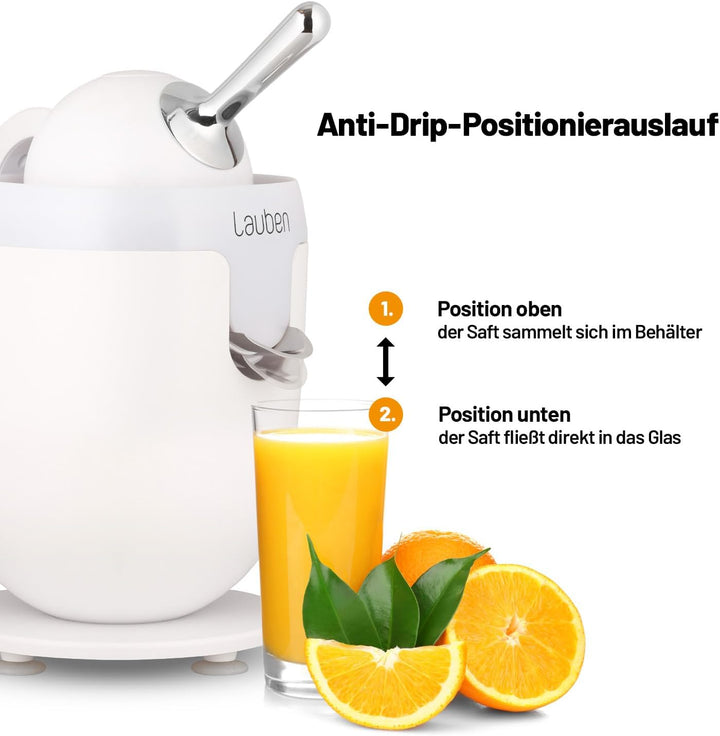 Lauben Electric Citrus Juicer 110WT Elektrische Zitruspresse mit Präzise Anti-Drip-Funktion, Univers