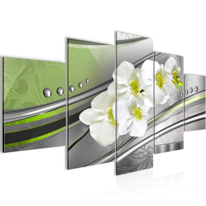Runa Art Wandbilder Blumen Orchidee 5 Teilig Bild auf Vlies Leinwand Deko Wohnzimmer Abstrakt Grau G
